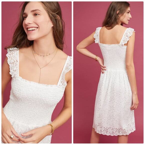 Anthropologie Dresses & Skirts - Anthropologie Women's Maeve Anastasi Smocked Lace Fit & Flare Dress Size XL